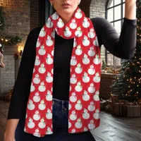 Festive Red Snowman Pattern Winter Holiday Scarf