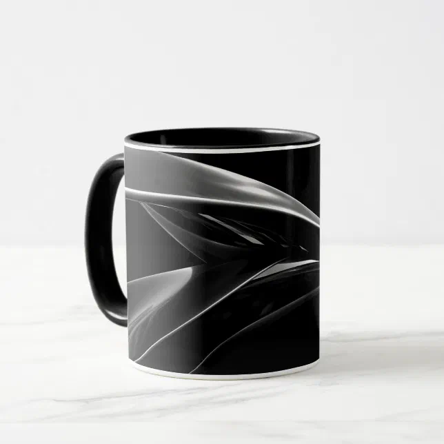 Waves in Chrome abstract black & white photograph Mug