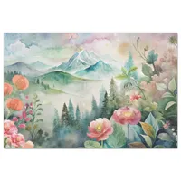 Mountains and Flowers Watercolor Decoupage Tissue Paper