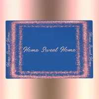 Pink Glitter border monogram on blue |