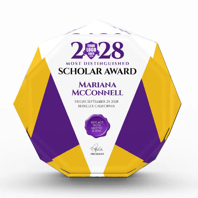 Purple Gold School College University Graduation Photo Block