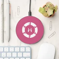 Futuristic SciFi Circle With Custom Monogram Rose Wireless Charger