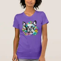 Ai Boston Terrier surrounded by Flowers T-Shirt
