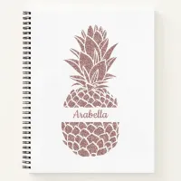Girly Blush Pink Glitter Pineapple Name Pattern Notebook
