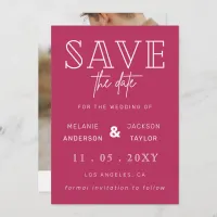 Fuchsia Simple Calligraphy Photo Save The Date