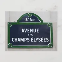 Paris French Street Road Signs Champs Elysees  Postcard