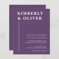 Budget Modern Purple Wedding Invitations