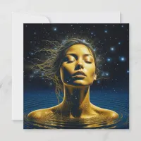 Ethereal Woman Meditating Under the Stars Card