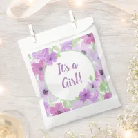 It's a Girl! Watercolor Floral Baby Shower Favor Bag