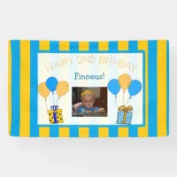 Cute Orange and Blue Happy Birthday Personalized Banner