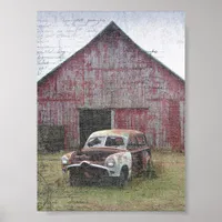 Old Barn and Abandoned Car Poster