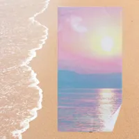 Magical landscape in pink sunset  beach towel