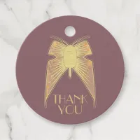 Art Deco Butterfly Pink Gold "Thank You" Wedding Favor Tags