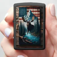 Moose Under The Stars And Stripes Zippo Lighter