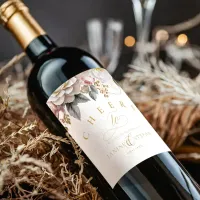 Floral Drama Wedding White ID1022 Wine Label