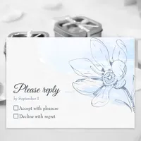 Floral Dusty Blue Flower Elegant Wedding  RSVP Card