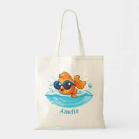 Cute cartoon of Goldfish at the Sea | Kids Tote Bag