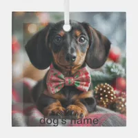 Dachshund Christmas Glass Ornament