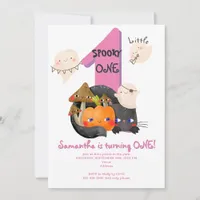 Spooky ONE Little Boo Halloween Girls 1st Birthday Invitation