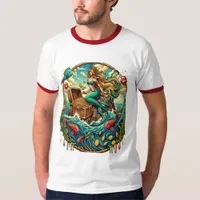 Mermaid sitting on a rock with a open treasured  T-Shirt