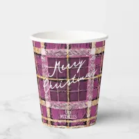 Magenta Gold Christmas Pattern#7 ID1009 Paper Cups