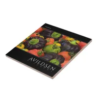 Colorful Tomato & Purple Bell Pepper Medley Ceramic Tile