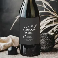 Love Calligraphy Thank You Floral White B&W ID940 Wine Label