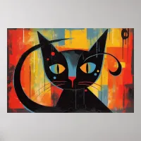 Abstract black cat painting