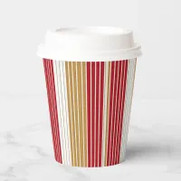 Red Gold Pinstripe Christmas Pattern#28 ID1009 Paper Cups