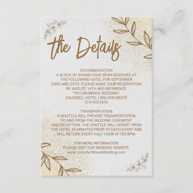 Gold And Cream Elegant and Delicate Details Enclosure Card