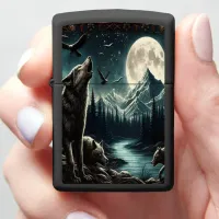 Wolf's Moonlit Howl Zippo Lighter