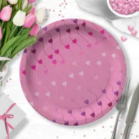 Heart on a String Pattern Gradient Pink ID628 Paper Plates