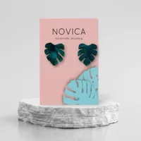 Elegant Monstera Leaf Earring Display Card