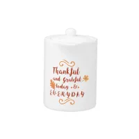 thankful and grateful thanksgiving teapot