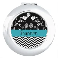 Blue and Black Personalized  Mirror Compact