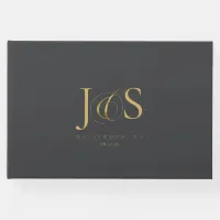 Simple Elegance Wedding Initials Charcoal ID1022 Guest Book