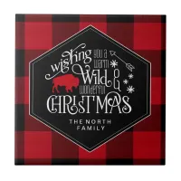 Wild Wonderful Christmas Red Buffalo Plaid ID604 Ceramic Tile