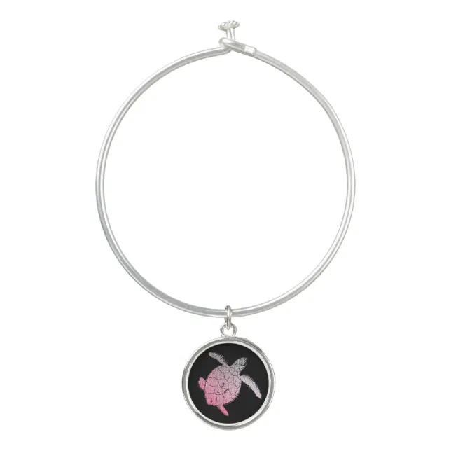 Pink marine turtle bangle bracelet