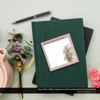 Lily of the Valley Happiness Personalized Pink Post-it Notes