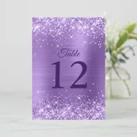 Glittery Light Purple Table Number 5x7 Card