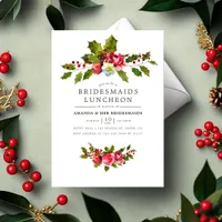 Christmas Bridesmaids Luncheon Holly Invitation