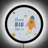 Dream Big Little One Cute Cartoon Space Rocket LED Sign