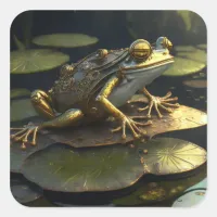 Steampunk Frog | Gothic Art Square Sticker