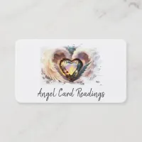 *~* Opal Heart White Gold Angel Wings AP78 QR Business Card