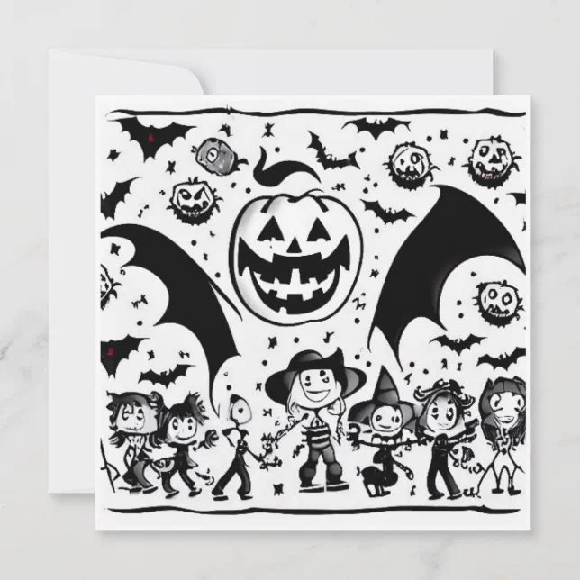 Halloween party in black and white card