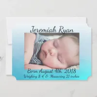 Personalized Blue Baby Photo Birth Announcements