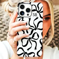 Black And White Bow Monogram iPhone 16 Pro Max Case