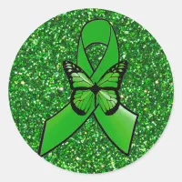 Faux Glitter LYME Ribbon butterfly sticker