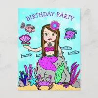 Pretty Mermaid Birthday Invitations