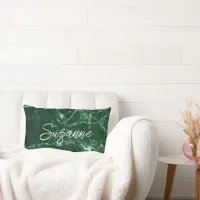 Green Marble Simple Monogram Name | Lumbar Pillow